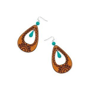 Blossom Rising Hand-tooled Leather Earrings